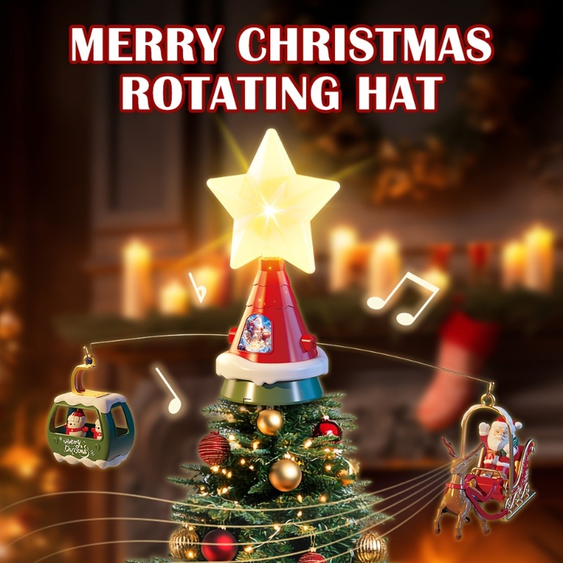 Outdoor Lighting Tree - Christmas Tree Top Rotating Carousel with