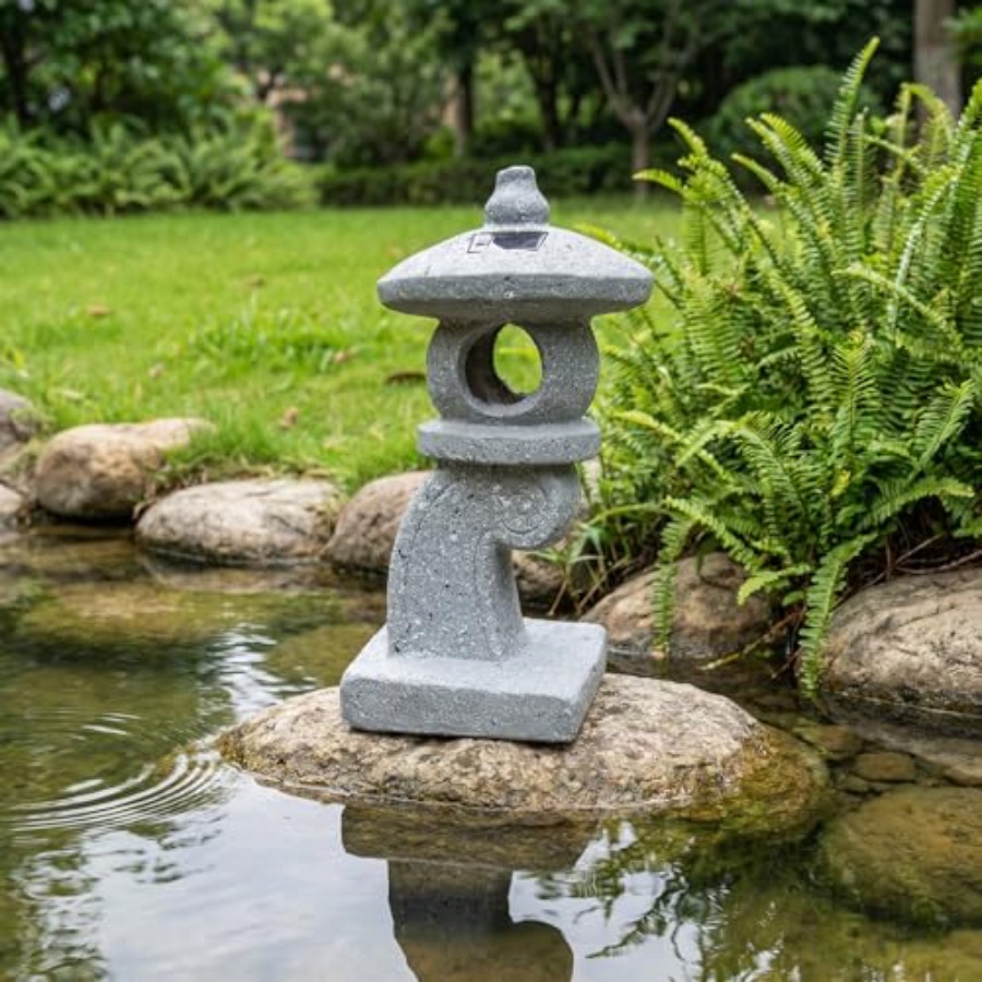 Outdoor Zen Lighting - 14'' High Asian Solar-Powered Zen Pagoda