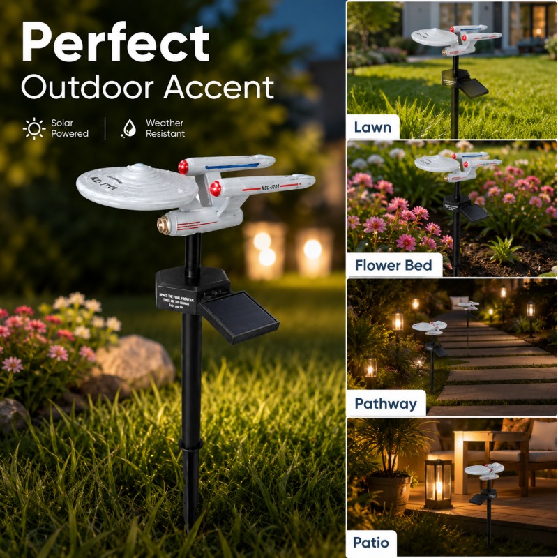 Outdoor Lighting Yard Stakes - Star Trek USS Enterprise Solar Garden
