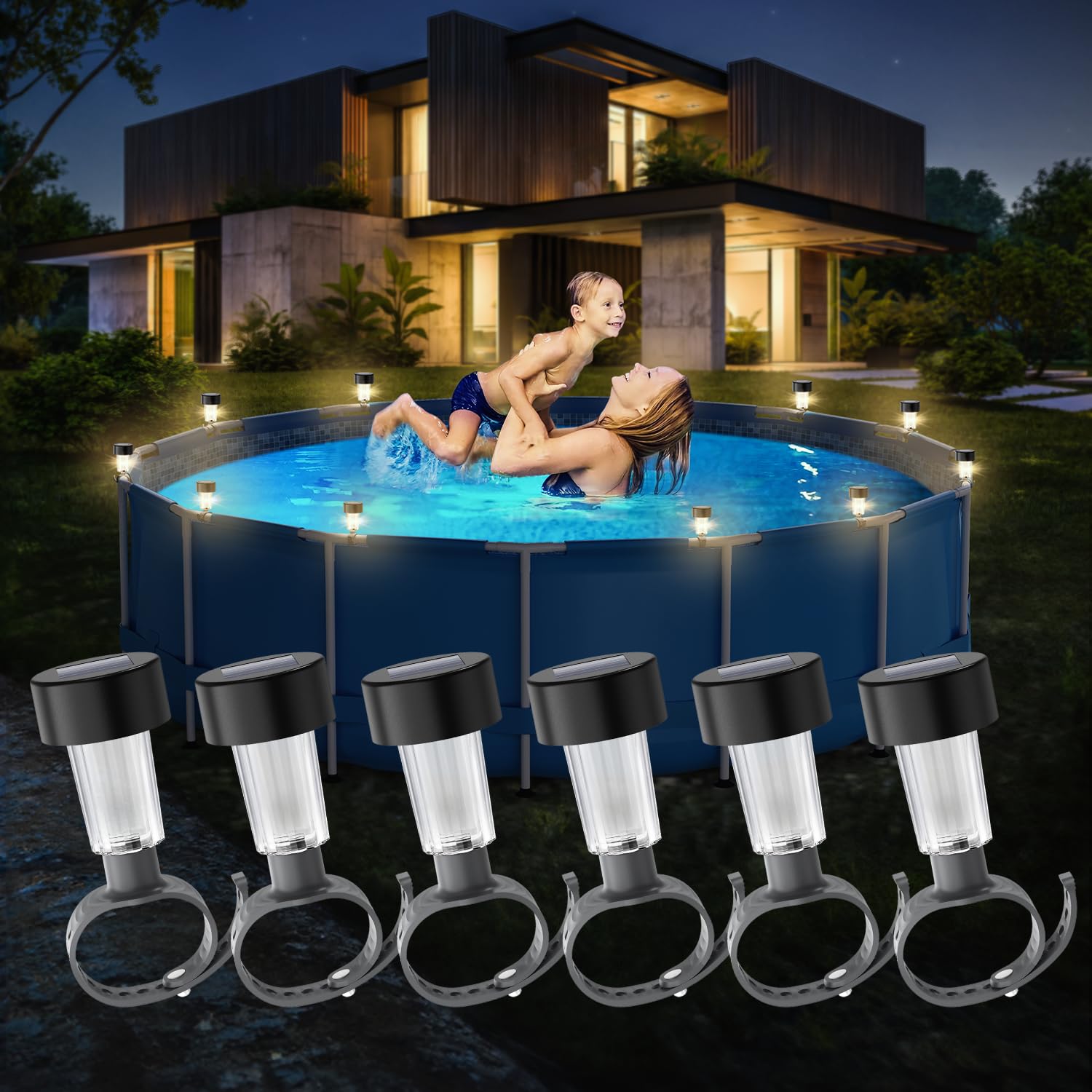Pond Light Submersible - 6 packages Solar Pool Light Frame