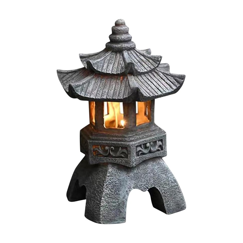Outdoor Zen Lighting - Pagoda Statues Outdoor Solar Powered Statue