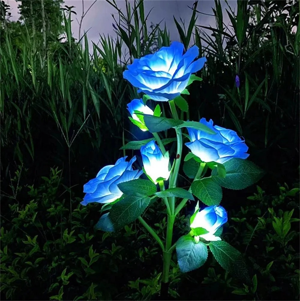 Outdoor Lighting Yard Stakes - Solar LED Rose Flower Garden Lights