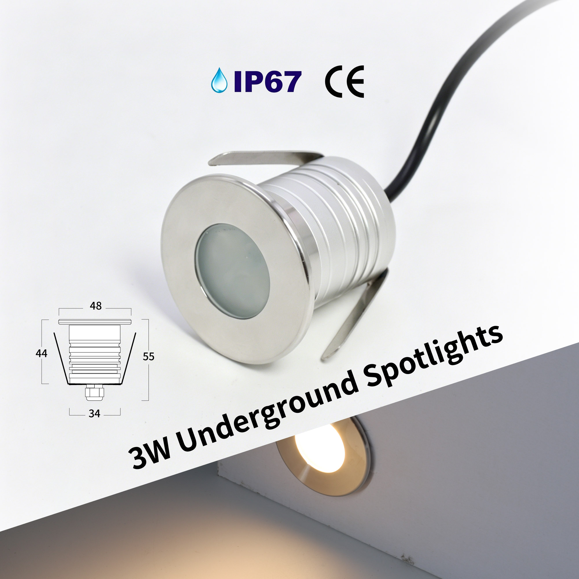 Pond Light Submersible - 3W LED Pool Light Underwater Lamp
