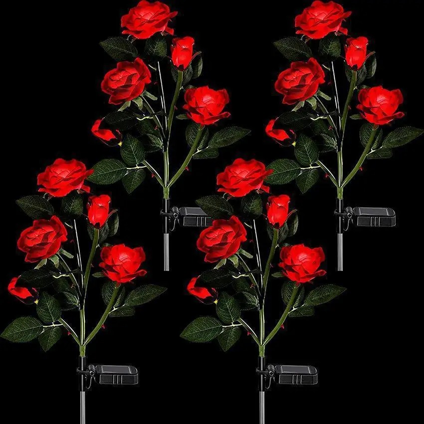 Outdoor Lighting Yard Stakes - LED Solar Rose Flower Garden Stake