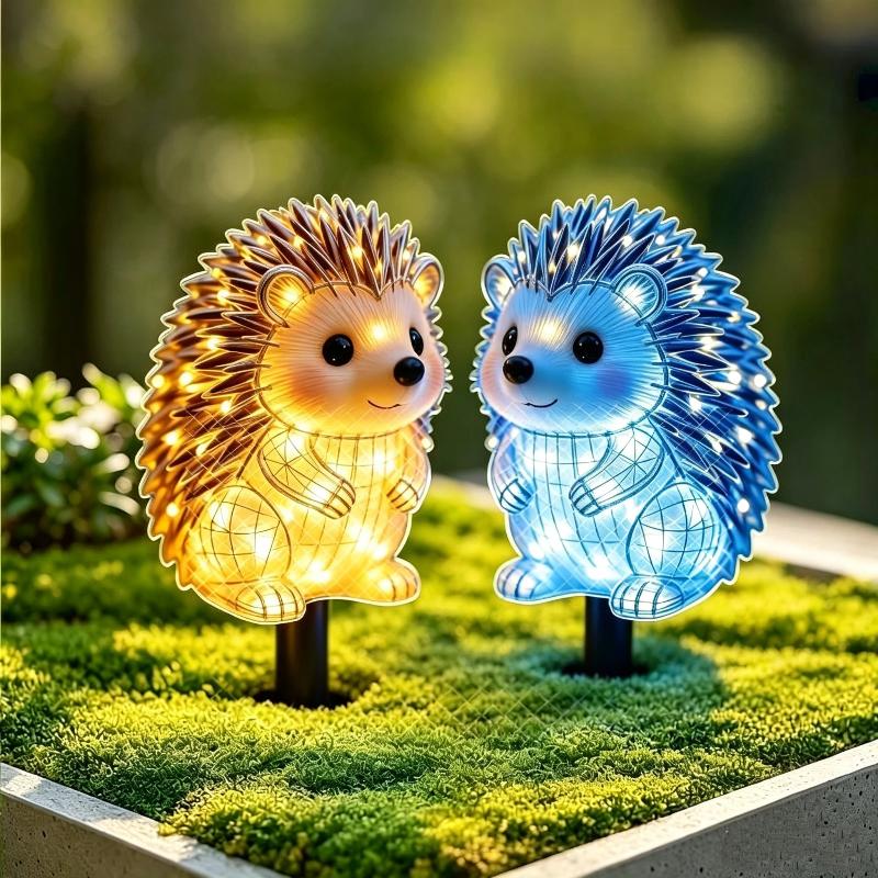 Outdoor Lighting Yard Stakes - 2D Waterproof Solar Powered Hedgehog Garden