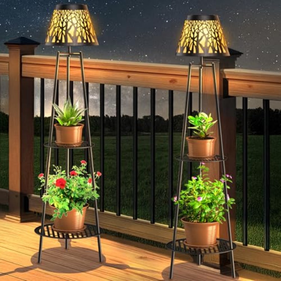 Outdoor Lighting And Decor - 2 Pack Outdoor Solar Floor Lamp