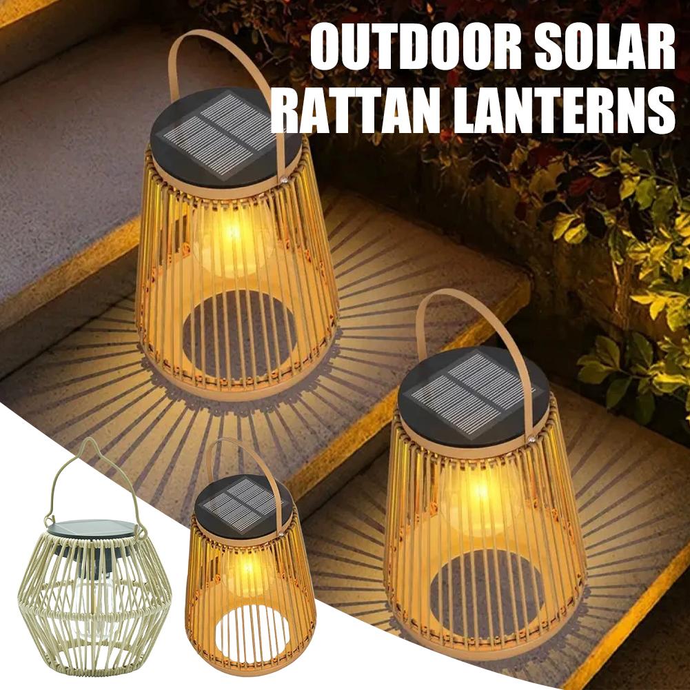 Outdoor Lighting And Decor - IP65 Waterproof Solar Rattan Lantern Por