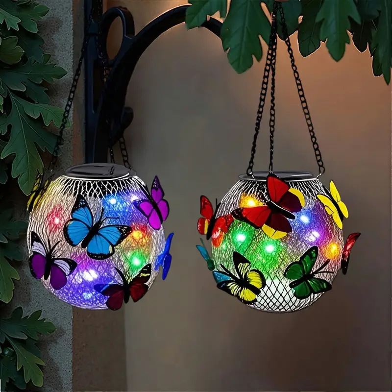 Outdoor Lighting And Landscape - Solar butterfly hanging light outdoor waterproof