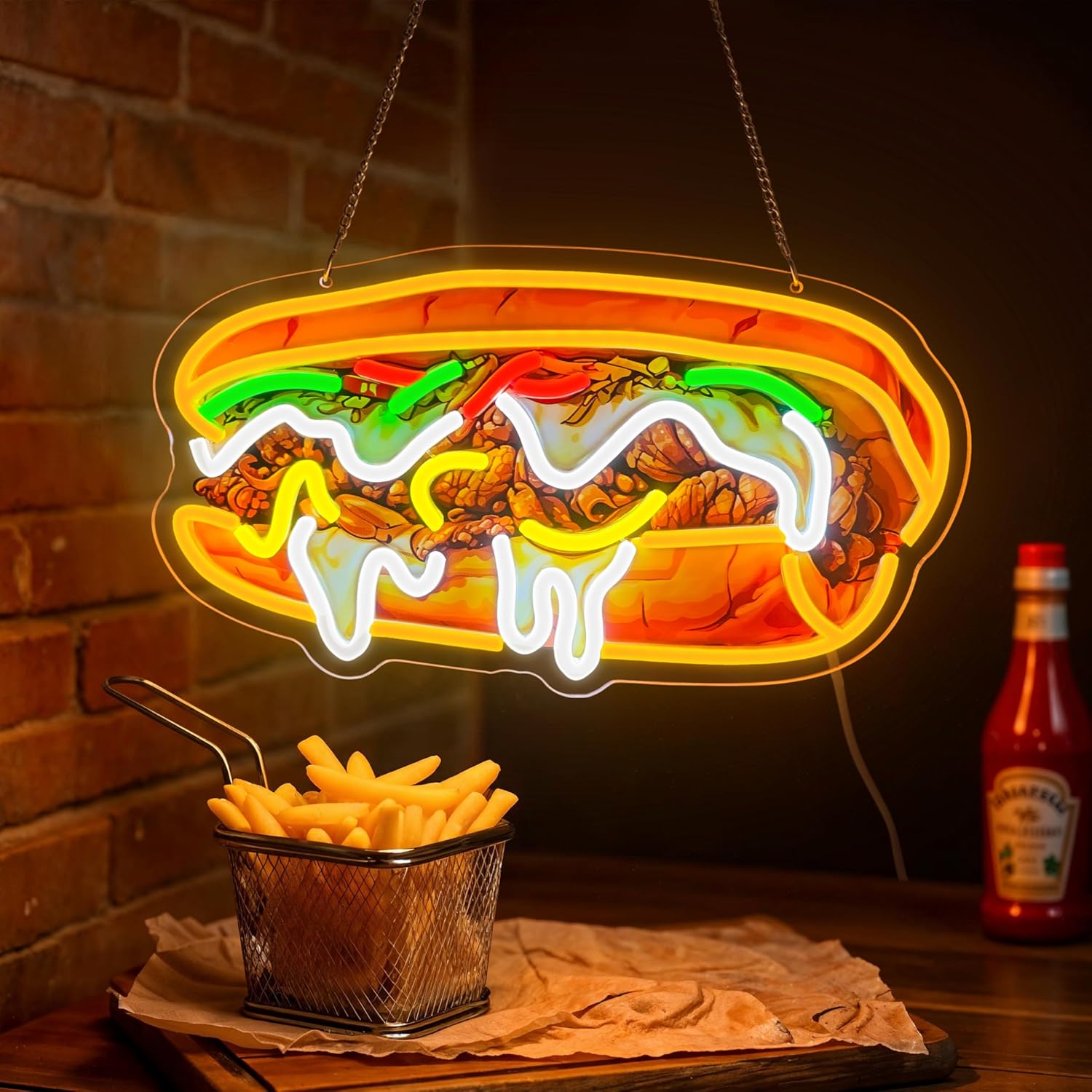 Outdoor Lighting Vendors - Philly Cheesesteak Neon Sign USB Powered