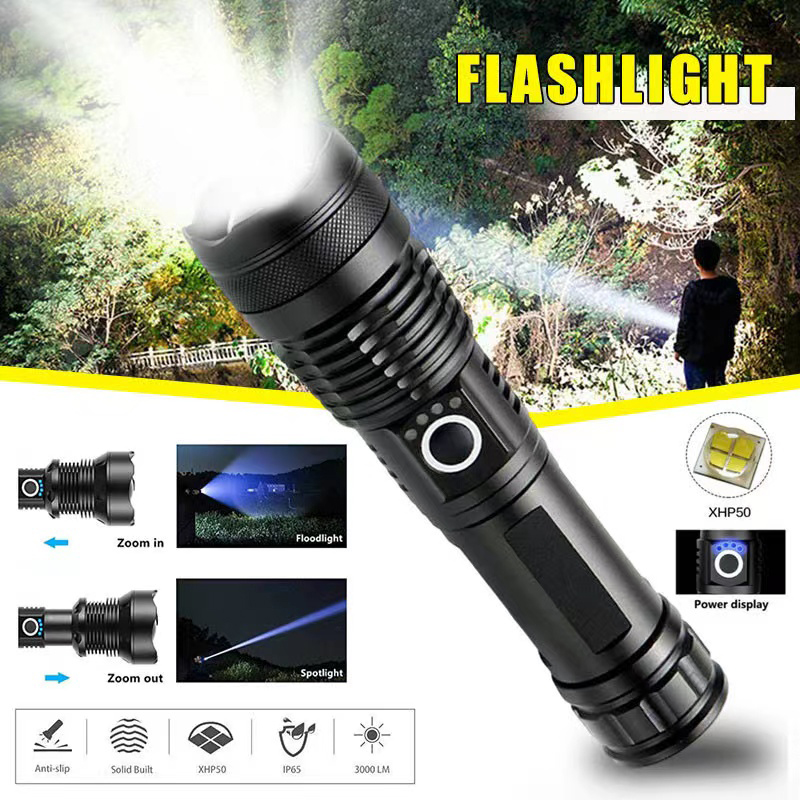 Outdoor Lighting Types - High Power XHP70 Led Flashlight USB-C