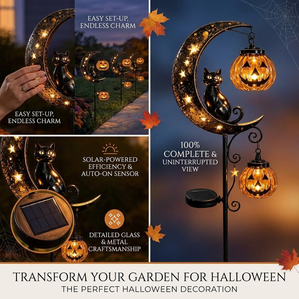 Halloween Black Cat Moon Groun - Outdoor Lighting Yard Stakes recension och pris