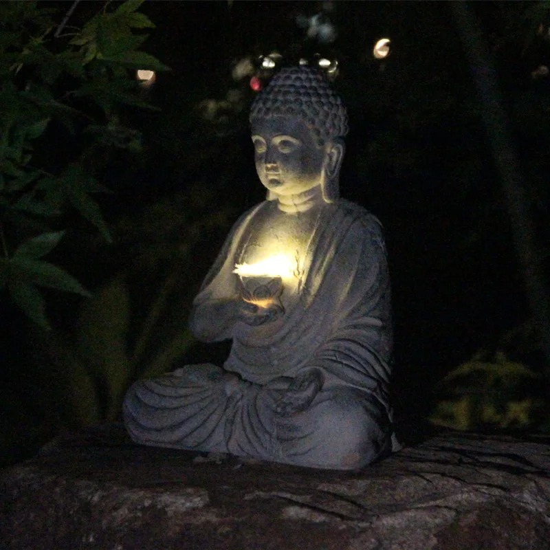 Resin Buddha Statue Sculpture  - Outdoor Zen Lighting recension och pris