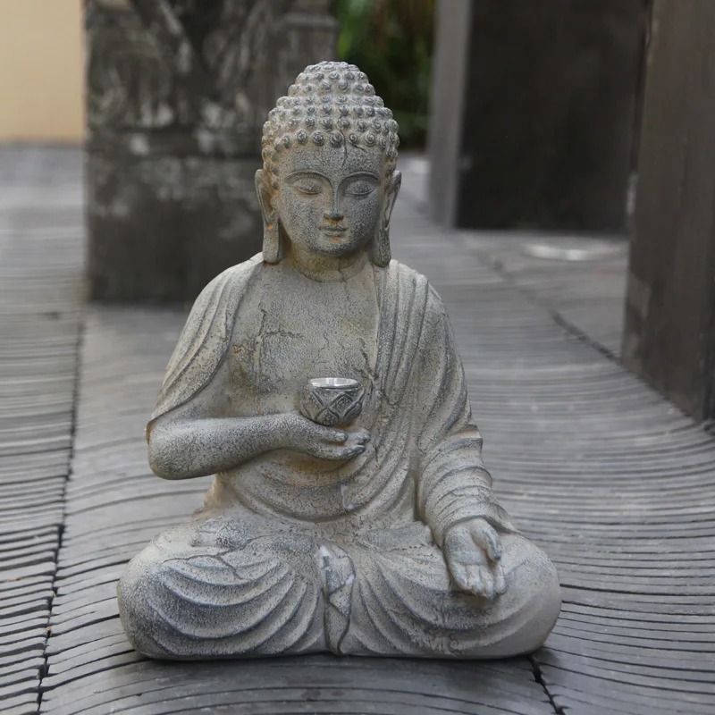 Resin Buddha Statue Sculpture  - Outdoor Zen Lighting recension och pris