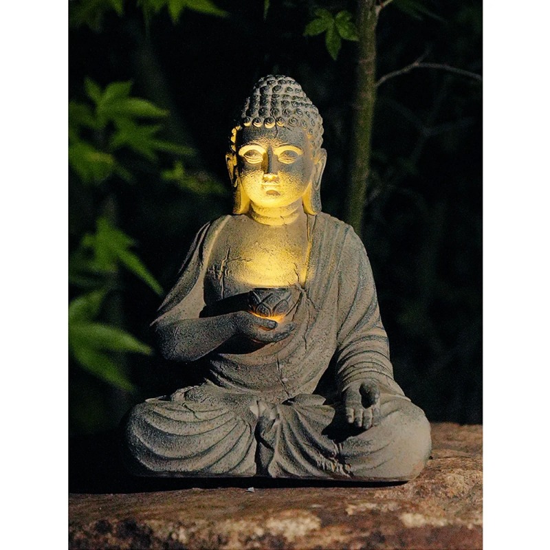Resin Buddha Statue Sculpture  - Outdoor Zen Lighting recension och pris