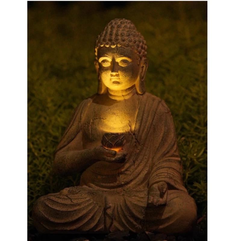 Resin Buddha Statue Sculpture  - Outdoor Zen Lighting recension och pris