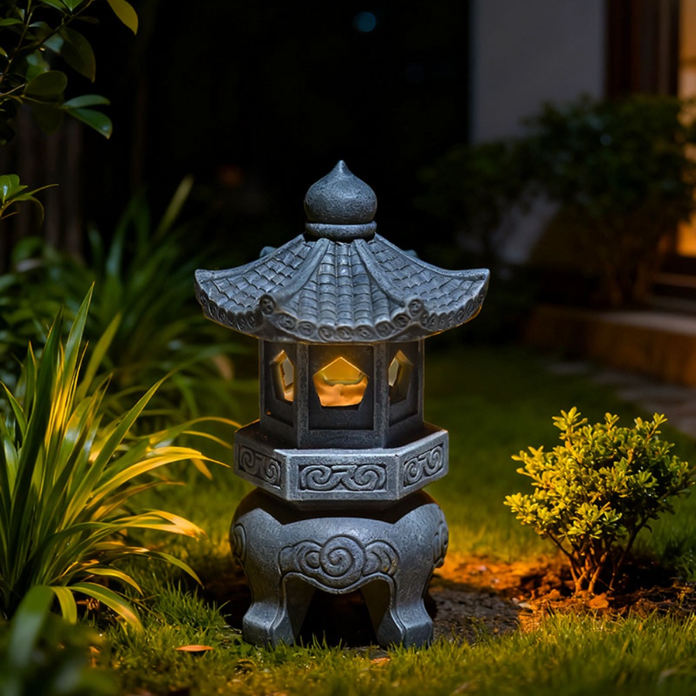 Zen Solar Pagoda Lantern with  - Outdoor Zen Lighting recension och pris