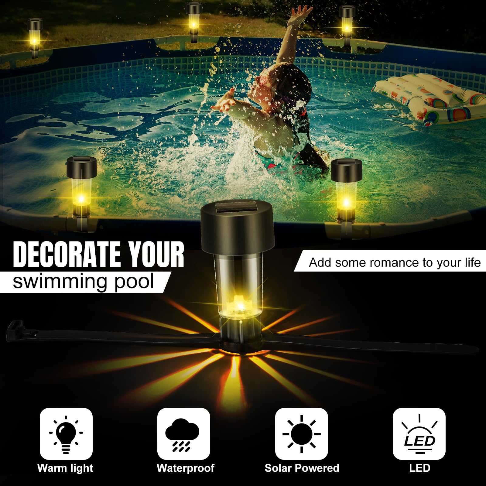 6 Packages Solar Pool Light Fr - Pond Light Submersible recension och pris