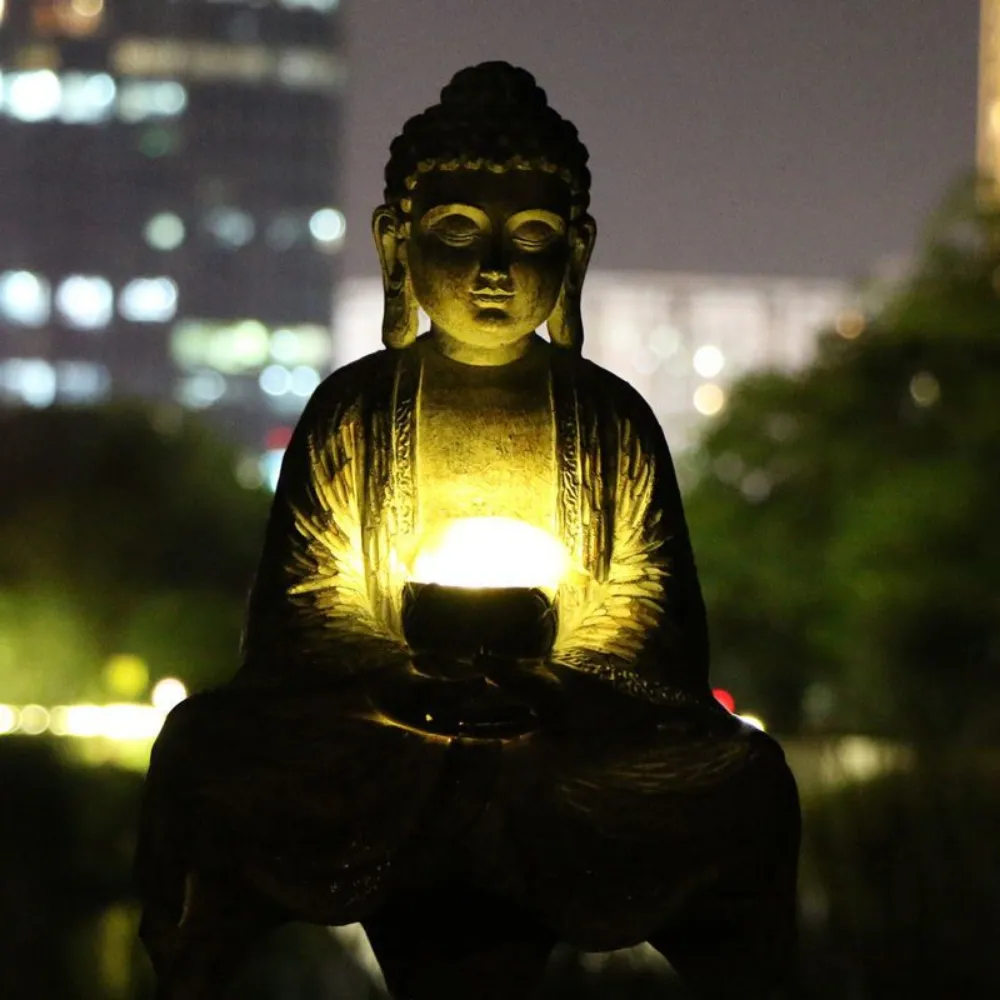 Outdoor Solar Buddha Statue Li - Outdoor Zen Lighting recension och pris