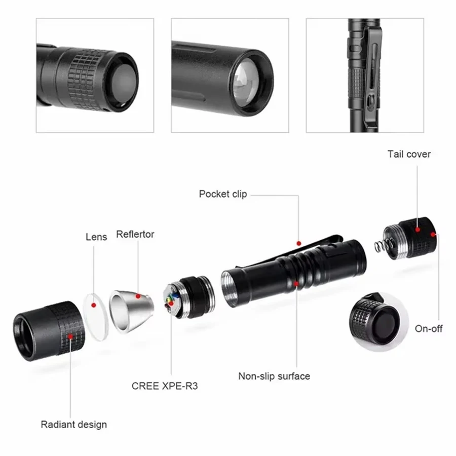 Mini Portable LED Flashlight P - Lighting Fixture Outdoor recension och pris