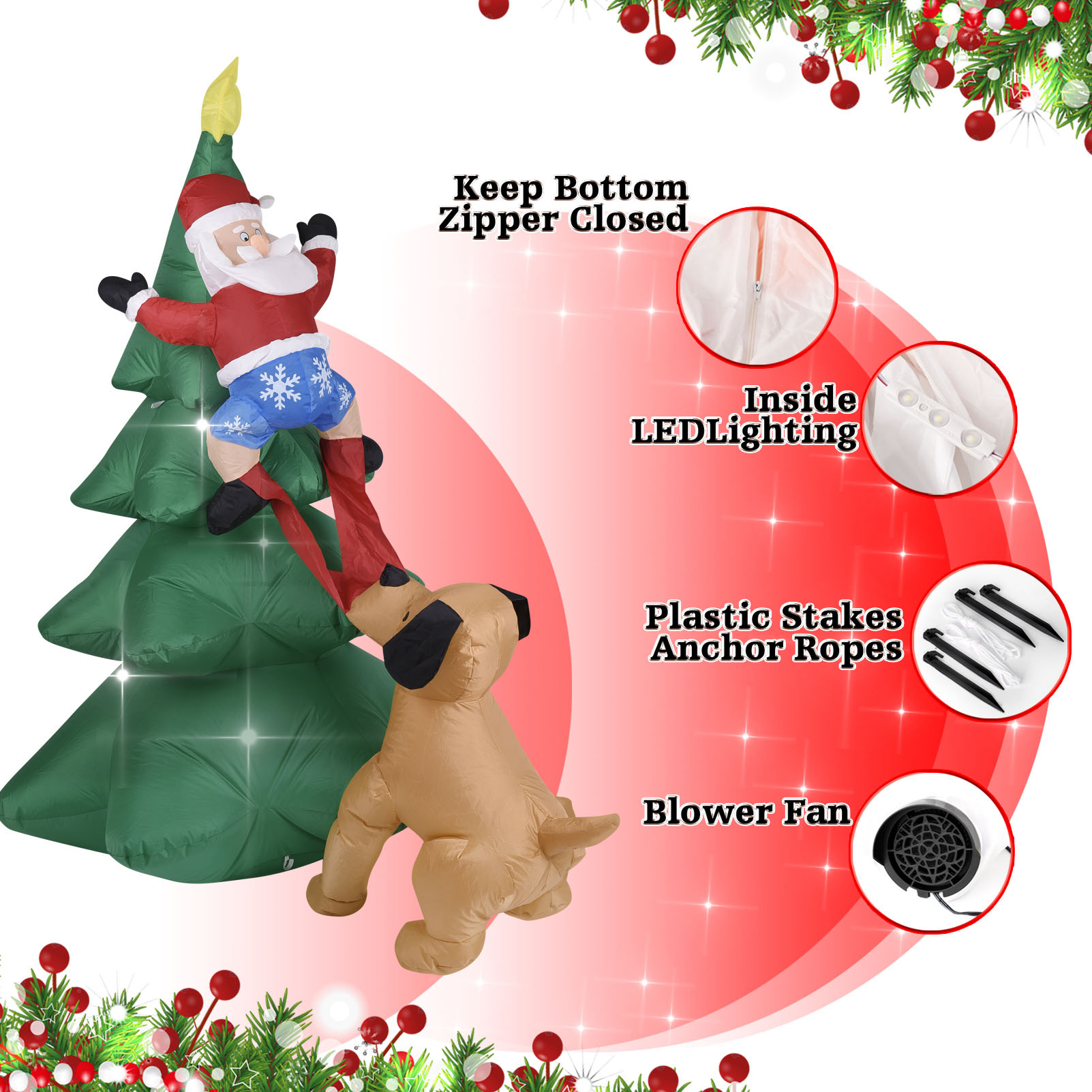 Christmas Inflatable Dog  w/Sa - Outdoor Lighting Tree recension och pris