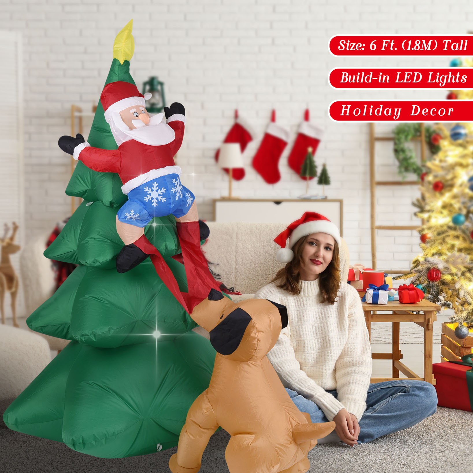 Christmas Inflatable Dog  w/Sa - Outdoor Lighting Tree recension och pris