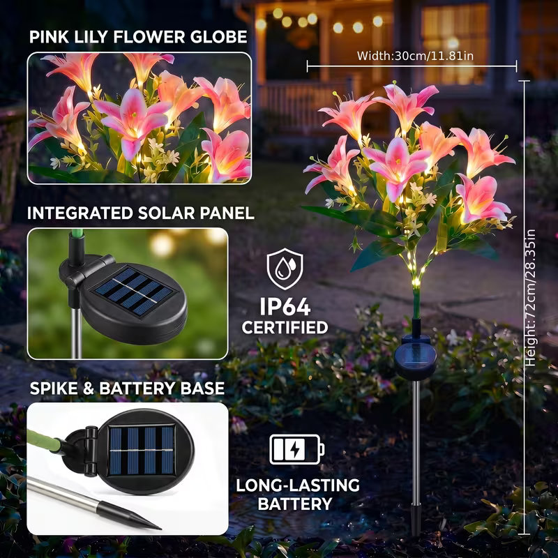 Solar Lily Flower Lawn Lights  - Outdoor Lighting Yard Stakes recension och pris