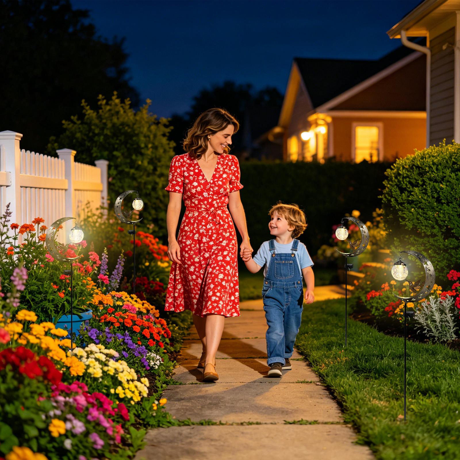 Solar Garden Stake Lights Moon - Outdoor Lighting Yard Stakes recension och pris
