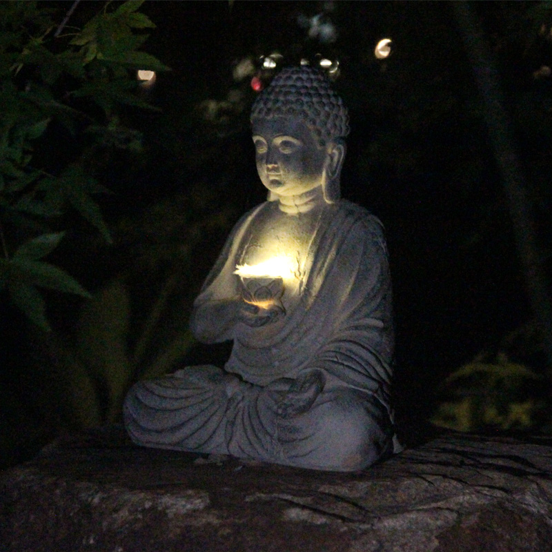 Resin Solar Buddha Statue Scul - Outdoor Zen Lighting recension och pris