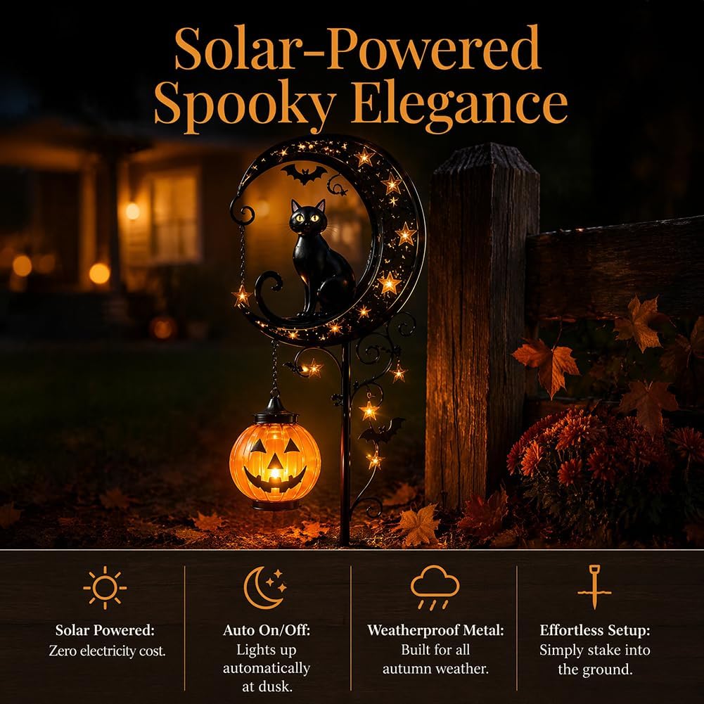 Solar Halloween Black Cat & Pu - Outdoor Lighting Manufacturers recension och pris