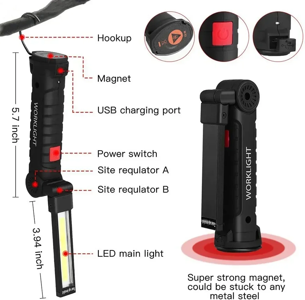LED COB Flashlight USB Recharg - Outdoor Lighting Types recension och pris