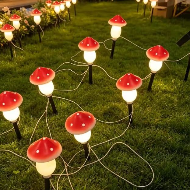 Solar Mushroom String Lights W - Outdoor Lighting Yard Stakes recension och pris
