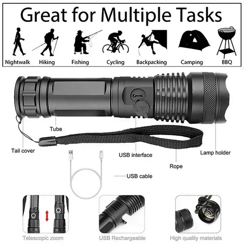 High Power XHP70 Led Flashligh - Outdoor Lighting Types recension och pris